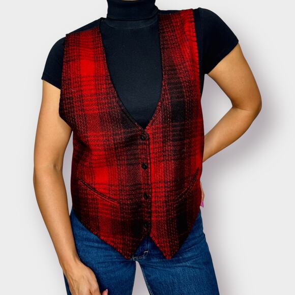 90s AJ Red and Black wool blend‎ vest - Picture 3 of 5